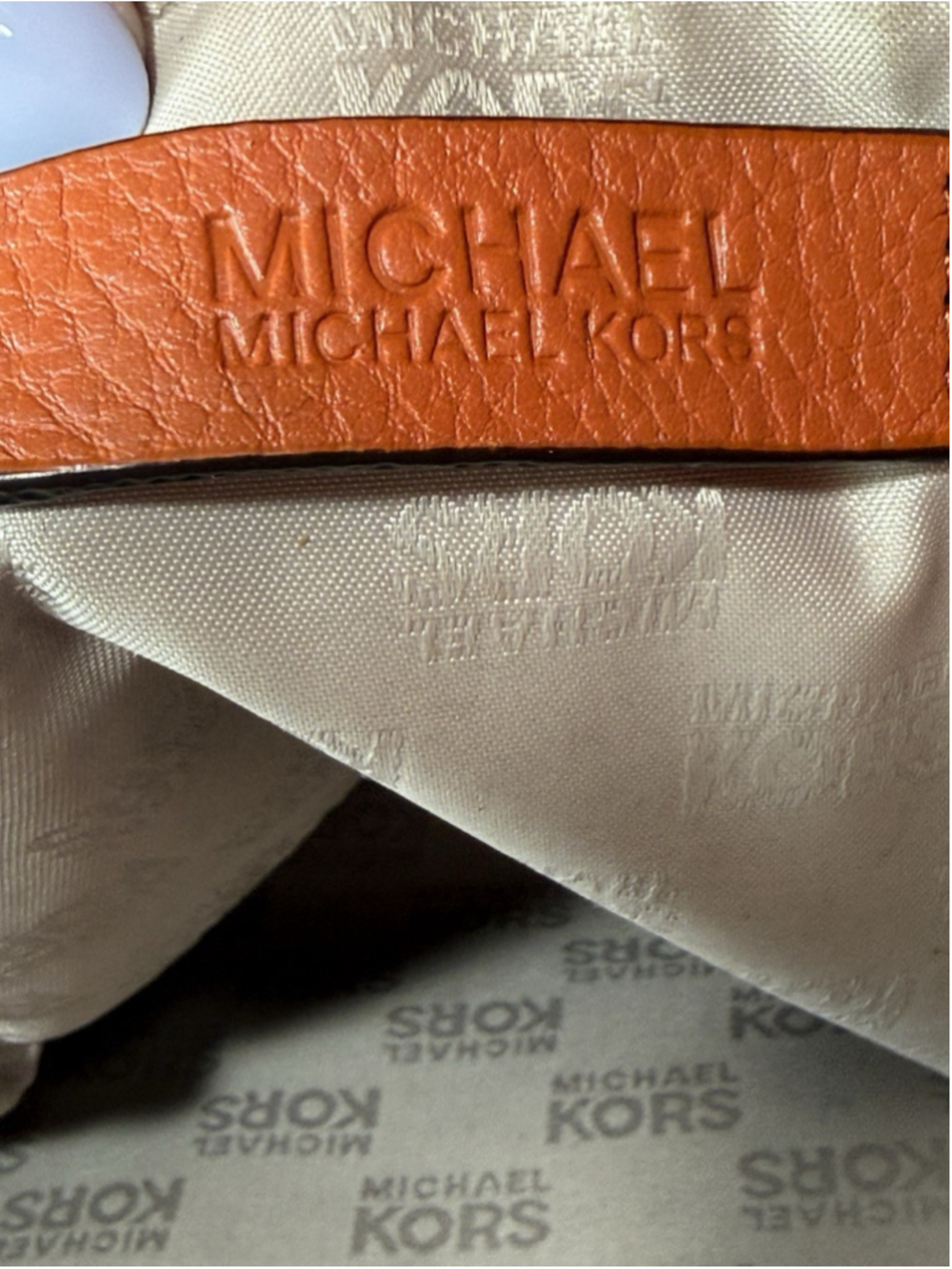 MICHAEL Michael Kors Hamilton Large EW Chain Strap Satchel in Orange - Picture 9 of 15